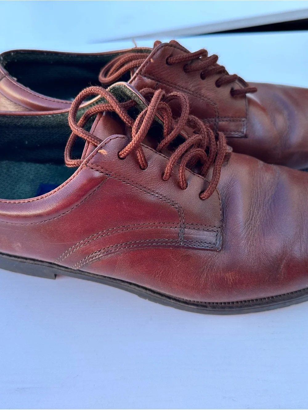 Dockers Chestnut Brown Leather Lace-Up Slip-Ons